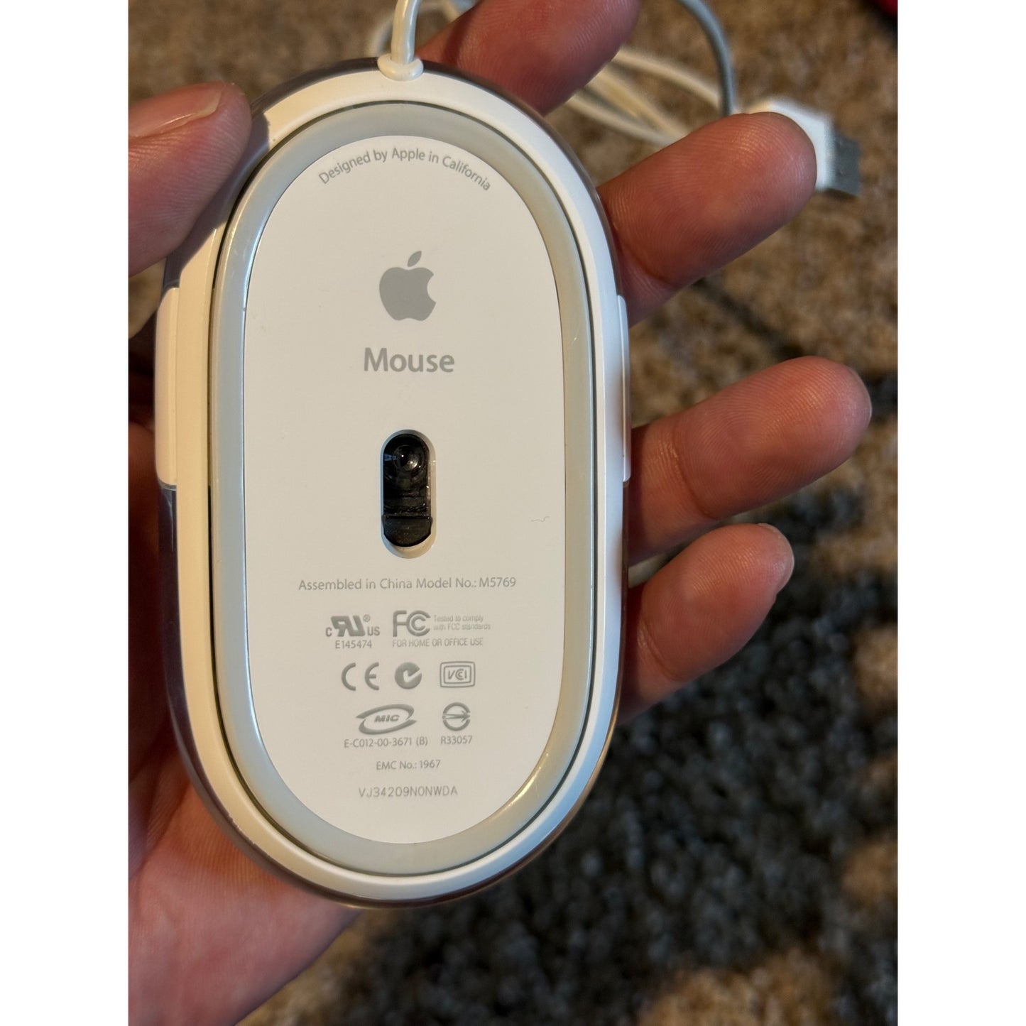 Vintage Apple Pro Mouse M5769 USB Wired Optical Clear White Mac Computer Mouse