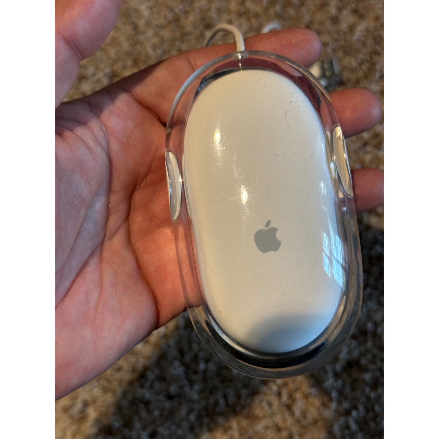 Vintage Apple Pro Mouse M5769 USB Wired Optical Clear White Mac Computer Mouse