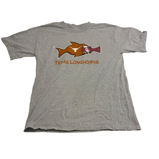 Texas Longhorns Y2K College Regular Fit Short Sleeve T-Shirt Gray Mens Size M