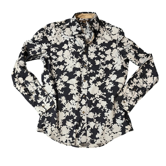 Michael Kors Classic Fit Floral Print Dress Button Up Shirt Blue Men's Size M