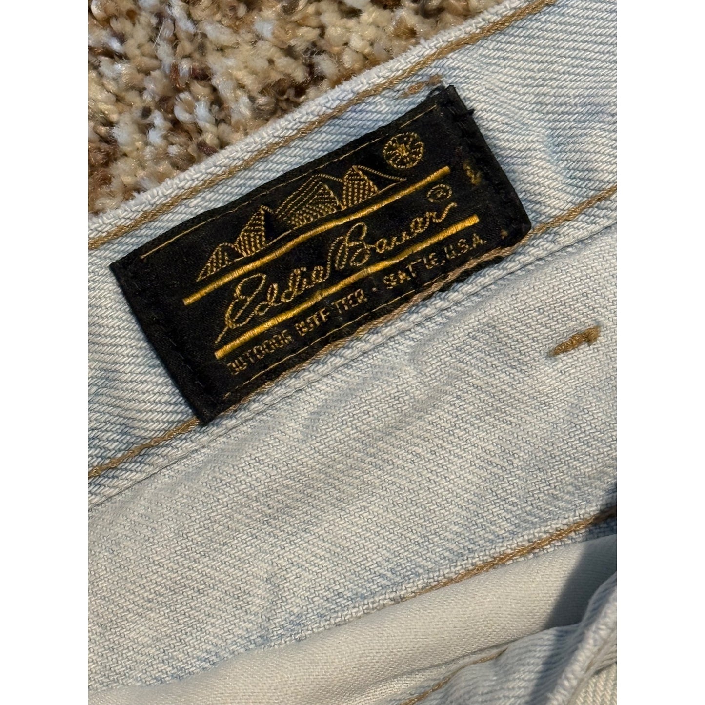Vintage Eddie Bauer Jeans Men's 34x30 Blue Straight Relaxed Denim 1990s Black Tag